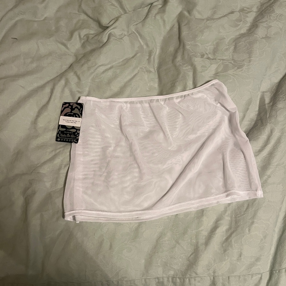 NWT - Freedom Rave Wear White Mesh Extra Mini Skirt - M